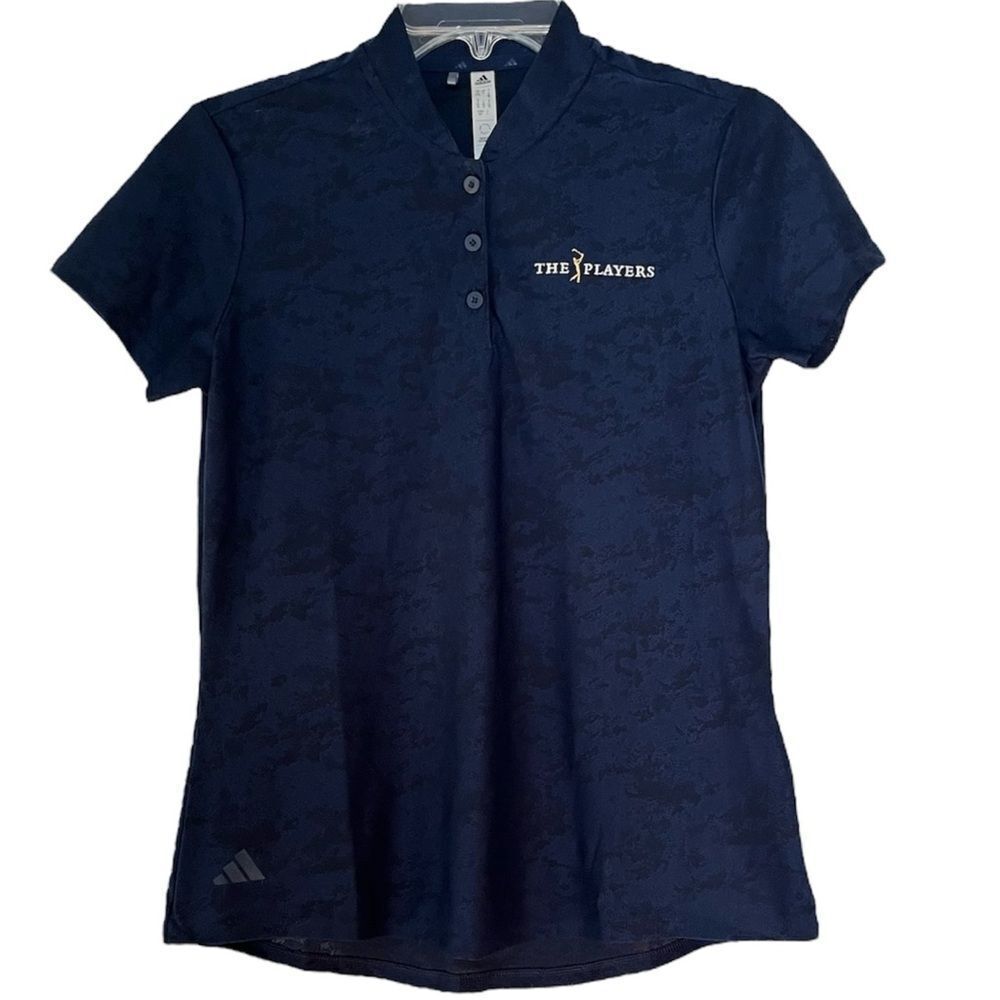 Adidas The Players Golf Polo Shirt Lace Burnout Tee Short Sleeve Top Blue Small